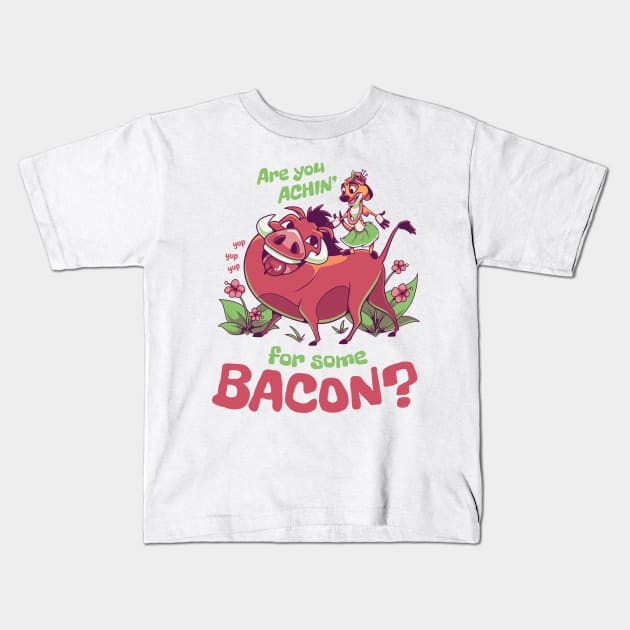 Are You Achin for Some Bacon? // 90s Kid, Timon and Pumbaa, Meerkat and Warthog Kids T-Shirt by Geekydog